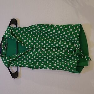 Cha cha Vente, S, Green polka dot tank